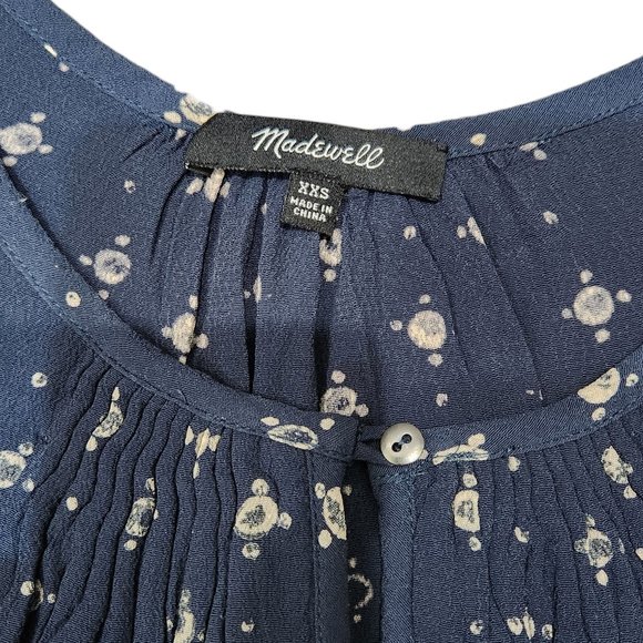 Madewell Memory Medallion Dot Sleeveless Blouse Blue Tank With Keyhole Style XXS - Picture 8 of 10